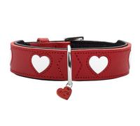 HUNTER collare per cani LOVE, colore: rosso/nero, morbida e resistente pelle bovina, cuori cuciti singolarmente, particolarmente confortevole, Made in Germany, taglia: 60