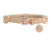 HUNTER Collare per cani Malia, colore beige/naturale, in morbida rugiada e pelle resistente, leggero, resistente, look moderno ed elegante, colori freschi, Made in Germany, taglia 55