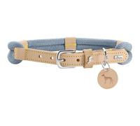 HUNTER Collare per cani Malia, colore blu tortora/naturale, in morbida rugiada e pelle resistente, leggero, resistente, look moderno ed elegante, colori freschi, Made in Germany, taglia 50
