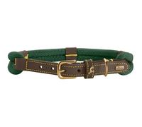HUNTER Collare per cani Malia, colore verde scuro/marrone scuro, in morbida rugiada e pelle resistente, leggero, resistente, look moderno ed elegante, colori freschi, Made in Germany, taglia: 65