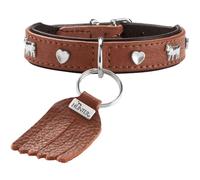 HUNTER collare per cani MÜNCHEN MINI in pelle, per cani piccoli e cuccioli, con eleganti dettagli tradizionali, morbido e delicato sul pelo, Made in Germany, colore: cognac/nero, taglia 27