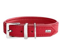 HUNTER Collare per cani Sofia, colore rosso, in similpelle con effetto nappa bovina, facile da pulire, tinta brillante, morbida imbottitura, resistente agli strappi, Made in Germany, taglia 55
