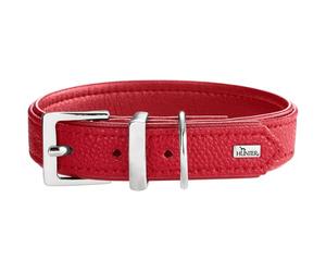 HUNTER Collare per cani Sofia, colore rosso, in similpelle con effetto nappa bovina, facile da pulire, tinta brillante, morbida imbottitura, resistente agli strappi, Made in Germany, taglia 55
