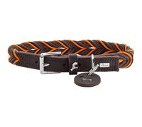 HUNTER Collare per cani SOLID Education Cord, colore marrone scuro/arancione, robusta pelle bovina intrecciata a mano, made in Germany, taglia 50