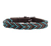 HUNTER Collare per cani SOLID Education Cord, colore marrone scuro/turchese, robusta pelle bovina intrecciata a mano, made in Germany, taglia 40