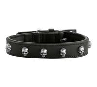 HUNTER Collare per cani Tijuana, colore nero, in pelle bovina di alta qualità, morbido, lavorato a mano, con teschi decorativi, robusto e alla moda, made in Germany, taglia: 45