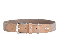 HUNTER Collare per cani TRINO, colore: grigio/naturale, robusta pelle bovina, elegante cinturino in cotone, leggero e confortevole, design Scandi-Boho Made in Germany, taglia 50