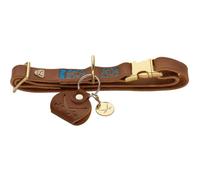 HUNTER Collare per cani Zanzibar Colore: cognac, elegante pelle bovina, dettagli marittimi, cuciture decorative blu, raccordi in ottone, regolabile, elegante e robusto, made in Germany, taglia: XL