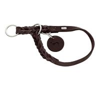 HUNTER Collare per dressage SOLID EDUCATION, colore: marrone scuro, in pelle intrecciata a mano, con anello di bloccaggio, Made in Germany, taglia: L-XL