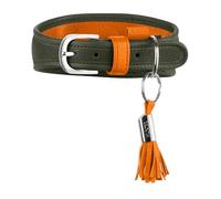 Hunter Collare Portofino per levriero in pelle di alta qualità, forma anatomica e extra morbida, delicato sulla pelliccia, prodotto in Germania, colore: oliva/arancione, taglia 55
