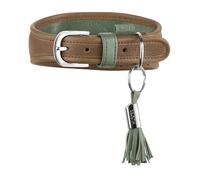 Hunter Collare Portofino per levriero in pelle di alta qualità, forma anatomica e extra morbida, delicato sulla pelliccia, prodotto in Germania, colore: tortora/turchese, taglia 45