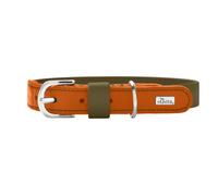 HUNTER collare Wolmar BioThane® x pelle, cachi/arancio - Tg. S-M: 50 cm di L x 24 mm di P