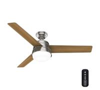 Hunter Fan 132 cm/52 inch Finley Brushed Nickel Indoor Ceiling Fan with Light Kit and Handheld Remote, Summer/Winter Operation, Model 52695