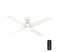 Hunter Fan 132 cm / 52 inch Greta Fresh White Indoor Ceiling Fan with LED Light Kit and Handheld Remote, Summer/Winter Operation, Model 52641