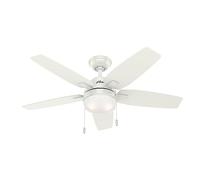 HUNTER FAN Arcot, 117 cm, Ventilatore da Soffitto per Interni con Luce e Catena a Strappo, Finitura e 5 Pale Bianco Fresco e Pino Grigio, Ideale per l'Estate e l'Inverno, Modello 50647