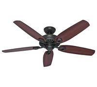 HUNTER FAN Builder Elite, 132 cm, Ventilatore da Soffitto per Interni con Catena a Strappo, Finitura in Bronzo, 5 Pale in Ciliegio Brasiliano, Ideale per l'Estate e l'Inverno, Modello 50567