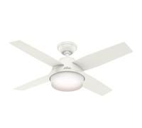 Hunter Fan Dante, 112 cm, Ventilatore da Soffitto per Interni con Luce e Telecomando, Finitura Bianco Fresco, Ideale per l'Estate e l'Inverno, Modello 50630