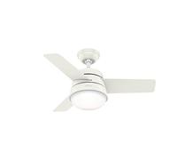 HUNTER FAN Finley, Ventilatore da Soffitto per Interni con Luce e Telecomando, Finitura Bianco Fresco, 3 Pale Bianco Fresco e Legno Naturale, Ideale per l'Estate e l'Inverno, Modello 50644