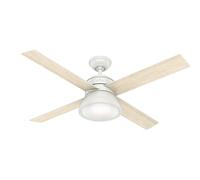 HUNTER FAN Loki, 132 cm, Ventilatore da Soffitto per Interni con Luce e Telecomando, 4 Pale Reversibili in Bianco Fresco, Ideale per l'Estate e l'Inverno, Modello 50423