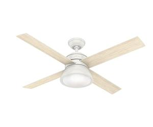 HUNTER FAN Loki, 132 cm, Ventilatore da Soffitto per Interni con Luce e Telecomando, 4 Pale Reversibili in Bianco Fresco, Ideale per l'Estate e l'Inverno, Modello 50423