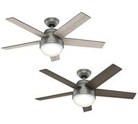 HUNTER FAN Ventilatore da Soffitto Stile 117cm per Interni con Luce e Telecomando, con 5 Pale Reversibili Color Rovere Grigio Chiaro e Noce Grigio, Ideale per l'Estate e l'Inverno, Modello 50640