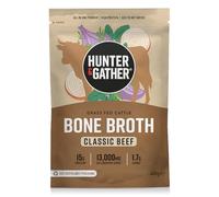 Hunter & Gather Brodo di Ossa di Manzo in Polvere 400g | 15g di Proteine & Collagene da Bovini Europei Nutriti a Erba | Istantaneo, Senza Glutine | Non Serve Refrigerazione | 74 kcal/porzione