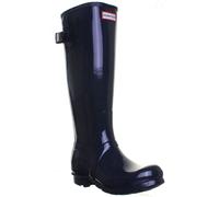 HUNTER Gloss Originale Alto Schiena Regolabile Donna Stivali IN Navy EU 36-42