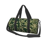 Hunter Green Floral Petals Pattern Borse da viaggio di grande capacità e borse sportive maniglie ad anello nella parte superiore borse del fine settimana e borse rotonde possono essere utilizzate sia