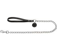 Hunter Guinzaglio a Catena per Cani con Fettuccia in Cuoio Bovino Nero 1,8 cm