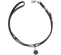 HUNTER Guinzaglio regolabile Aalborg intrecciato colore marrone scuro - regolabile in 3 posizioni, in pelle di mucca altamente unta, O-ring fatti a mano, misura 15/200