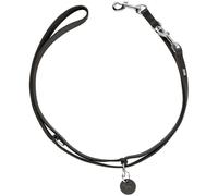 HUNTER Guinzaglio regolabile Aalborg intrecciato nero - 3 posizioni regolabili in morbida pelle con O-ring intrecciati, Made in Germany, misura 20/200