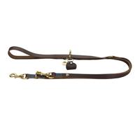 HUNTER Guinzaglio regolabile per cani Zanzibar, colore marrone scuro, pelle bovina, regolabile in 3 posizioni, dettagli marittimi, raccordi in ottone, elegante e robusto, made in Germany, dimensioni:
