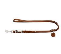 HUNTER Guinzaglio regolabile SOLID EDUCATION, colore cognac, pelle intrecciata, resistente, morbido, dimensioni: 18/200