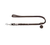 HUNTER Guinzaglio regolabile SOLID EDUCATION, colore: marrone scuro, pelle, intrecciato, robusto, morbido, dimensioni: 18/200