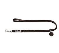HUNTER Guinzaglio regolabile SOLID EDUCATION, colore: marrone scuro, pelle, intrecciato, robusto, morbido, dimensioni: 18/250