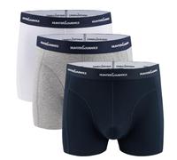 Hunter&Hawks - Confezione da 3 boxer da uomo in cotone biologico, S-6XL, boxer elasticizzati da uomo, vita morbida, ottima traspirabilità, biancheria intima anti sfregamento, blu navy, grigio mélange,