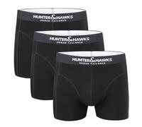 Hunter&Hawks - Confezione da 3 Boxer da Uomo in Cotone Biologico, S-6XL, Morbidi, di Grande Sostegno, Traspiranti ed Elasticizzati, Anti sfregamento, Nero, Blu, Grigio, Confezione Multipla, Nero, XXL