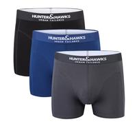 Hunter&Hawks Confezione da 3 Boxer da Uomo in Cotone Organico, Taglie S-6XL, Boxer Elasticizzati da Uomo, Fascia in Vita Morbida, Ottimo Sostegno, Slip Traspiranti, Intimo Anti-Sfregamento, Multipack