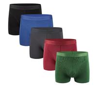 Hunter&Hawks - Confezione da 5 boxer da uomo in viscosa di bambù, taglie S-6XL, morbidi e traspiranti, freschi e asciutti, anti sfregamento, colore nero con elastico multicolore, Multicolore, XXXXXL