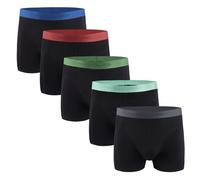 Hunter&Hawks - Confezione da 5 boxer da uomo in viscosa di bambù, taglie S-6XL, morbidi e traspiranti, freschi e asciutti, anti sfregamento, colore nero con elastico multicolore, Nero , XXXXXXL