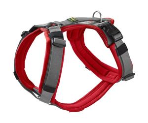 HUNTER Imbracatura per cani Maldon UP, colore: rosso/grigio, morbida imbottitura e confortevole, altamente riflettente grazie alla Scotchlite 3M, regolabile in 4 posizioni, con manico imbottito (da