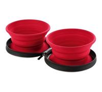 Hunter List Ciotola da Viaggio Pieghevole con Custodia, 2 in 1, salvaspazio e Leggera, in Silicone per Alimenti, Ideale per i Viaggi, con Tasca richiudibile, Rosso, Taglia Unica