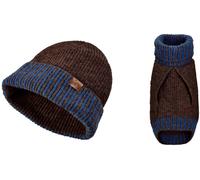 Hunter Maglioncino Pullover per Cani Odense con Cappello Marrone Blu 35 cm