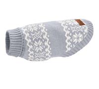 HUNTER Maglione per cani BIRKA, caldo maglione per cani, morbido filato di ciniglia, con collo alto e motivo norvegese, lavabile in lavatrice a 30°C, colore: grigio-blu, taglia: 40