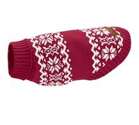HUNTER Maglione per cani BIRKA, caldo maglione per cani, morbido filato di ciniglia, con collo alto e motivo norvegese, lavabile in lavatrice a 30 °C, colore: rosso, taglia 35