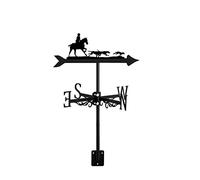 Hunter Man and Dog Hunting Metal Weather Vane Roof Mount, Segnavento vintage nero cavo indicatore di direzione del vento per decorazione esterna giardino paddock