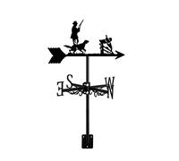 Hunter Man and Dog Hunting Metal Weather Vane Roof Mount, Segnavento vintage nero cavo indicatore di direzione del vento per decorazione esterna giardino paddock