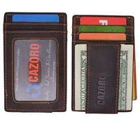 Hunter Marrone RFID Blocking Vintage Vera Pelle Portamonete Magnetico Da Uomo