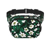 Hunter - Marsupio con cerniera, motivo floreale con petali verdi, borsa a tracolla con cinturino regolabile per jogging, ciclismo, Nero , Taglia unica