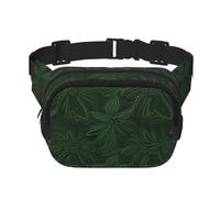 Hunter - Marsupio impermeabile e regolabile, con motivo petali floreali verdi, da donna, alla moda, casual, per corsa, allenamento, escursionismo, viaggi, nero, taglia unica, nero, Taille unique
